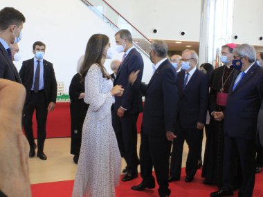 İspanya Kralları, Lizbon 'daki Champalimaud Vakfı' nın açılışına katıldı. 27 Eylül 2021, Lizbon, Portekiz: Portekiz devlet başkanı Marcelo Rebelo de Sousa ve İspanya kralları Felipe VI ve Letizia Ortiz