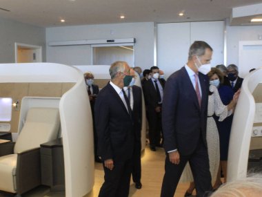 İspanya Kralları, Lizbon 'daki Champalimaud Vakfı' nın açılışına katıldı. 27 Eylül 2021, Lizbon, Portekiz: Portekiz devlet başkanı Marcelo Rebelo de Sousa ve İspanya kralları Felipe VI ve Letizia Ortiz