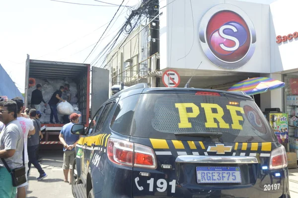 Brezilya Milli Gelir Daresi Federal Otoyol Polisi Natal Daki Dükkanlarda — Stok fotoğraf
