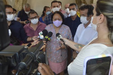 (Natal 'daki Forte dos Reis Magos' ta yenileme ve restorasyon çalışmaları. 1 Ekim 2021, Natal, Rio Grande do Norte, Brezilya: Natal kentindeki Forte dos Reis Magos 'ta yenileme ve restorasyon çalışmaları vali tarafından denetlenmektedir. 