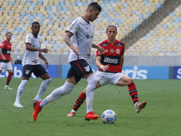 Spo巴西足球锦标赛 Flamengo和Athletico 2021年10月3日 巴西里约热内卢 弗拉门戈队的安德烈亚斯 佩雷拉在弗拉门戈和体育公关之间的足球比赛中进球庆祝 — 图库照片