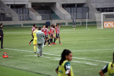Paulista Kadınlar Futbol Şampiyonası Palmeiras ve Sao Paulo. 10 Ekim 2021, Sao Paulo, Brezilya: 2021 Paulista Kadınlar Futbol Şampiyonası 'nın 10. turu için geçerli olan Palmeiras ve Sao Paulo arasındaki futbol maçı