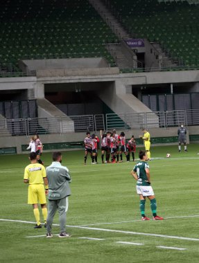Paulista Kadınlar Futbol Şampiyonası Palmeiras ve Sao Paulo. 10 Ekim 2021, Sao Paulo, Brezilya: 2021 Paulista Kadınlar Futbol Şampiyonası 'nın 10. turu için geçerli olan Palmeiras ve Sao Paulo arasındaki futbol maçı