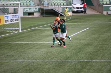 Paulista Kadınlar Futbol Şampiyonası Palmeiras ve Sao Paulo. 10 Ekim 2021, Sao Paulo, Brezilya: 2021 Paulista Kadınlar Futbol Şampiyonası 'nın 10. turu için geçerli olan Palmeiras ve Sao Paulo arasındaki futbol maçı