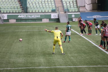 Paulista Kadınlar Futbol Şampiyonası Palmeiras ve Sao Paulo. 10 Ekim 2021, Sao Paulo, Brezilya: 2021 Paulista Kadınlar Futbol Şampiyonası 'nın 10. turu için geçerli olan Palmeiras ve Sao Paulo arasındaki futbol maçı