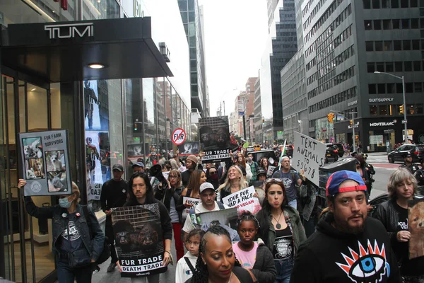 Nieuw Bontmars New York Oktober 2021 New York Mensen Protesteren — Stockfoto