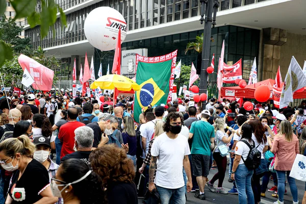 Int Protest Zaměstnanců Obce Před Komorou Sao Paulo Října 2021 — Stock fotografie