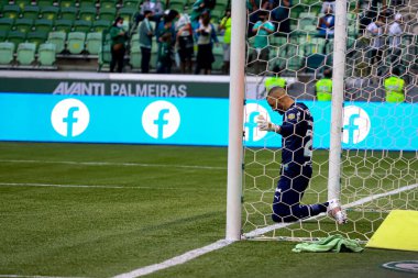 (Brezilya Futbol Şampiyonası: Palmeiras ve Internacional. 17 Ekim 2021, Sao Paulo, Brezilya: Palmeiras ve Internacional arasındaki futbol maçı, Allianz Parque Stadyumu 'nda düzenlenen Brezilya Futbol Şampiyonası' nın 27.
