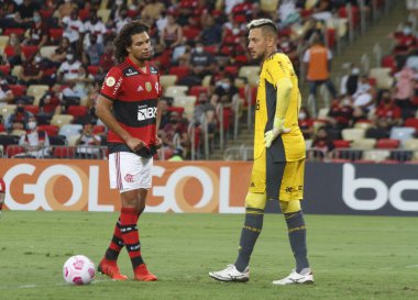 Brezilya Futbol Şampiyonası: Flamengo ve Cuiaba: Flamengo takımından Everton Ribeiro, Flamengo ile Cuiaba arasında oynanan futbol maçı sırasında, Brezilya Futbol Şampiyonası 'nın 27.