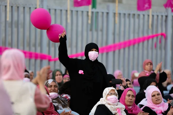 캠페인가자 2021 팔레스타인 팔레스타인 여성들 스포츠의 참가하여 시티에서 유방암 검진에 — 스톡 사진