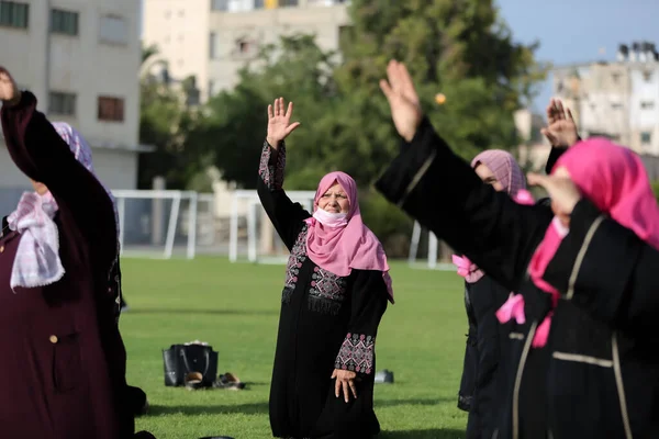 Borstkankerbewustmakingscampagne Gaza Oktober 2021 Gazastrook Palestijnse Gebieden Palestijnse Vrouwen Nemen — Stockfoto