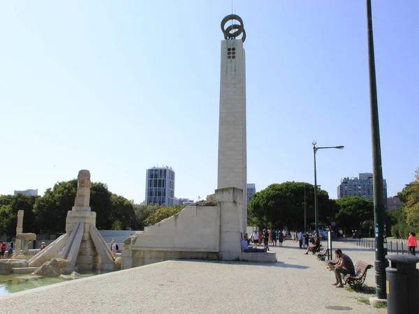 Touristen Eduardo Vii Park Oktober 2021 Lissabon Portugal Man Sieht — Stockfoto