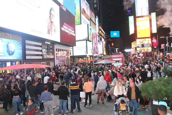Neu Gedrängter Times Square Der Nacht Oktober 2021 New York — Stockfoto