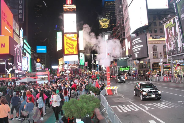New Crowded Times Square Night October 2021 New York Usa — Stock Photo, Image