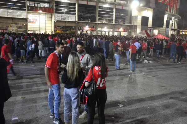 Şampiyonlar Ligi Benfica Bayern Münih Taraftarları Ekim 2021 Lizbon Portekiz — Stok fotoğraf