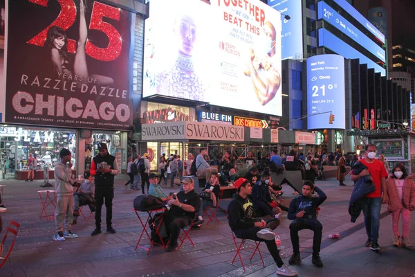 Nuovo Affollato Times Square Notte Ottobre 2021 New York Usa — Foto Stock