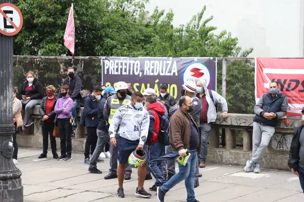 Belediye Memurları Sao Paulo Odası Önünde Protesto Gösterisi Yapıyor Ekim — Stok fotoğraf