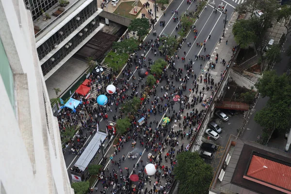 圣保罗市公务员在圣保罗商会前抗议 2021年10月20日 巴西圣保罗 20日 公务员在圣保罗市政厅前举行抗议活动 — 图库照片