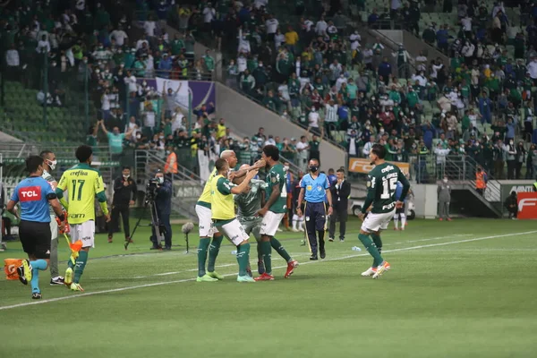 Palmeiras Και Αθλητισμός Οκτωβρίου 2021 Σάο Πάολο Βραζιλία Ποδόσφαιρο Αγώνα — Φωτογραφία Αρχείου