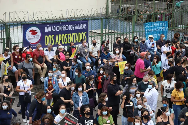 Funcionários Públicos São Paulo Protestam Frente Câmara Municipal Outubro 2021 — Fotografia de Stock