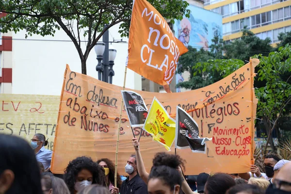 Les Fonctionnaires Sao Paulo Protestent Devant Conseil Municipal Octobre 2021 — Photo