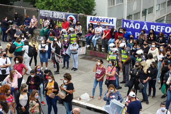 Funcionários Públicos São Paulo Protestam Frente Câmara Municipal Outubro 2021 — Fotografia de Stock