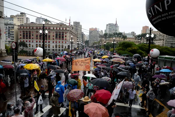 Funcionários Municipais Novamente Protestam Frente Câmara Municipal São Paulo Outubro — Fotografia de Stock