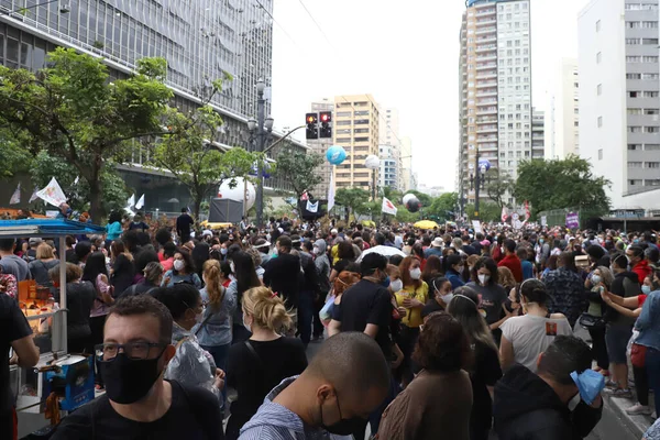 Kommunala Tjänstemän Protesterar Igen Inför Sao Paulos Kommunfullmäktige Oktober 2021 — Stockfoto