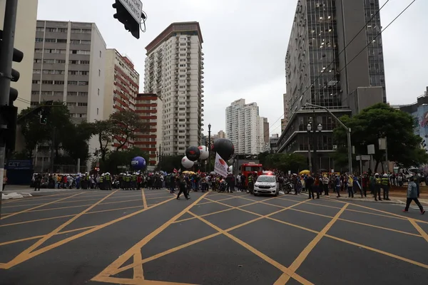 Муниципальные Чиновники Снова Протестуют Перед Городским Советом Сан Паулу Октября — стоковое фото