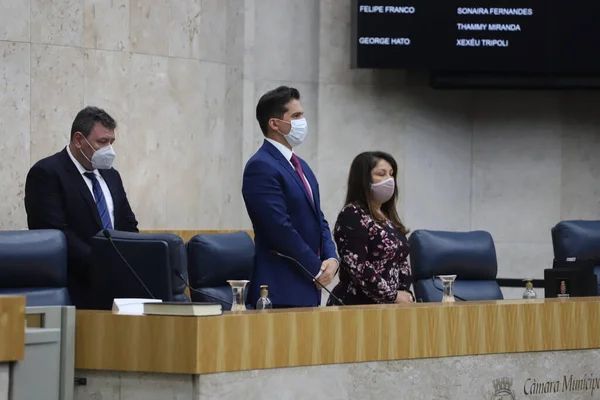 상파울루 의회에서 투표하는 2021 브라질 상파울루 상파울루 레테가 이끄는 투표는 — 스톡 사진