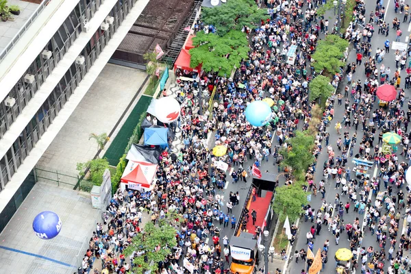 Des Fonctionnaires Municipaux Protestent Devant Chambre Sao Paulo Octobre 2021 — Photo