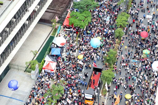 Belediye Memurları Sao Paulo Daki Odanın Önünde Protesto Gösterisi Düzenliyor — Stok fotoğraf
