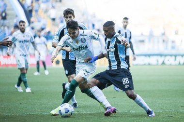 Brezilya Futbol Şampiyonası: Gremio ve Palmeiras. 31 Ekim 2021, Porto Alegre, Brezilya: Pazar günü Porto Alegre 'deki Arena do Gremio' da düzenlenen Brezilya Futbol Şampiyonası 'nın 29.