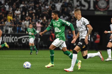 (Brezilya Futbol Şampiyonası: Corinthians ve Chapecoense. 1 Kasım 2021, Sao Paulo, Brezilya: Neo Quimica Arena 'da düzenlenen Brezilya Futbol Şampiyonası' nın 29 'uncu turu için geçerli olan Chapecoense maçında Corinthians taraftarları