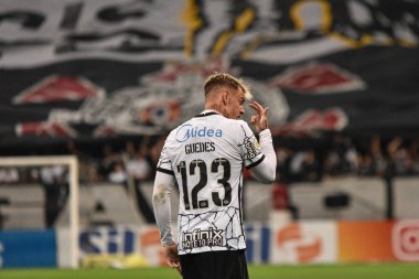 (Brezilya Futbol Şampiyonası: Corinthians ve Chapecoense. 1 Kasım 2021, Sao Paulo, Brezilya: Neo Quimica Arena 'da düzenlenen Brezilya Futbol Şampiyonası' nın 29 'uncu turu için geçerli olan Chapecoense maçında Corinthians taraftarları