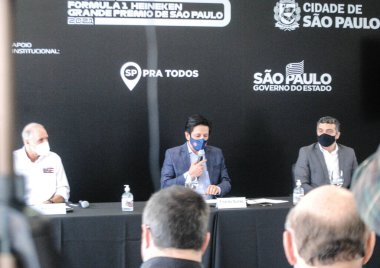 Sao Paulo Formula 1 Grand Prix hakkında basın toplantısı. 3 Kasım 2021, Sao Paulo, Brezilya Formula 1 Sao Paulo CEO 'su Alan Adler, Sao Paulo F-1 Grand Prix hakkında bir basın toplantısı düzenledi.