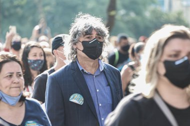 Sao Paulo Eğitim Hizmetleri Daha İyi Maaşlar İçin Protesto Ediyor. 3 Kasım 2021, Sao Paulo, Brezilya: Sao Paulo Eğitim Çalışanları daha iyi maaş için protesto ve Vali Joao Doria ve Eğitim Bakanı