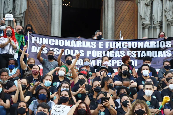 Servidores Educación Sao Paulo Protestan Por Mejores Salarios Noviembre 2021 — Foto de Stock