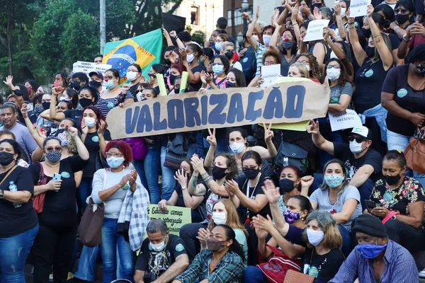 Sao Paulo Serwery Edukacyjne Protest Dla Lepszych Wynagrodzeń Listopada 2021 — Zdjęcie stockowe
