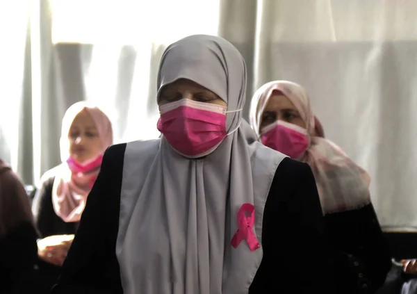 Mulheres Palestinas Praticam Ioga Durante Tratamento Câncer Mama Novembro 2021 — Fotografia de Stock