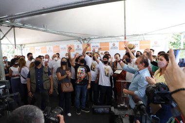 Sao Paulo 'da Augusta Belediye Başkanı Bruno Covas' ın açılışı. 6 Kasım 2021, Sao Paulo, Brezilya: Sao Paulo Belediye Başkanı Ricardo Nunes ile birlikte Augusta Belediye Parkı 