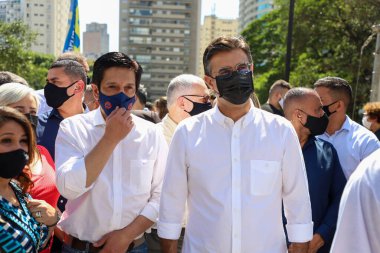 Sao Paulo 'da Augusta Belediye Başkanı Bruno Covas' ın açılışı. 6 Kasım 2021, Sao Paulo, Brezilya: Sao Paulo Belediye Başkanı Ricardo Nunes ile birlikte Augusta Belediye Parkı 