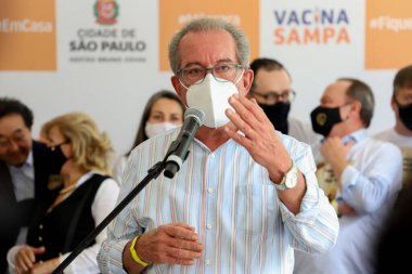 Sao Paulo 'da Augusta Belediye Başkanı Bruno Covas' ın açılışı. 6 Kasım 2021, Sao Paulo, Brezilya: Sao Paulo Belediye Başkanı Ricardo Nunes ile birlikte Augusta Belediye Parkı 