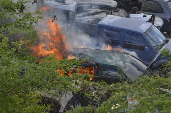 Fuego Golpea Coches Una Estación Policía Natal Brasil Por Tercera —  Fotos de Stock