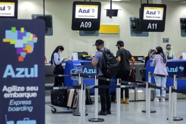 Guarulhos Uluslararası Havaalanı 'nın Terminal 1' i yeniden açıldı. 9 Kasım 2021, Guarulhos, Sao Paulo, Brezilya: Sao Paulo Uluslararası Havalimanı 'nın Guarulhos' taki Terminal 1 manzarası, Salı günü yeniden açıldı.