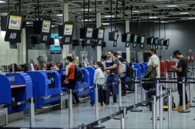 Guarulhos Uluslararası Havaalanı 'nın Terminal 1' i yeniden açıldı. 9 Kasım 2021, Guarulhos, Sao Paulo, Brezilya: Sao Paulo Uluslararası Havalimanı 'nın Guarulhos' taki Terminal 1 manzarası, Salı günü yeniden açıldı.