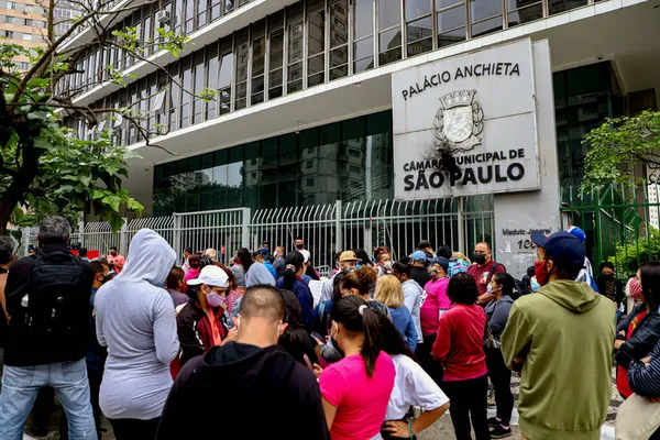 Protesta Sobre Vivienda Frente Ayuntamiento Sao Paulo Noviembre 2021 Sao —  Fotos de Stock