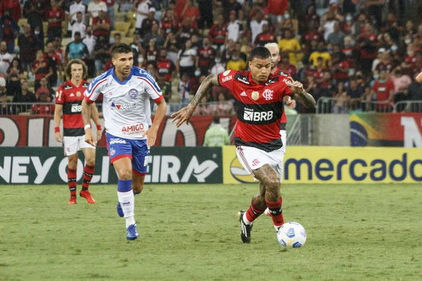 巴西足球锦标赛 弗拉门戈和巴伊亚 2021年11月11日 巴西里约热内卢 弗拉门戈队的加布里埃尔 巴尔博萨在弗拉门戈和巴伊亚之间的足球比赛期间参加了第31轮巴西足球锦标赛 — 图库照片