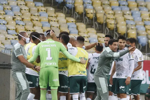 ブラジルサッカー選手権 フルミネーセとパルメイラス 11月14 2021 リオデジャネイロ ブラジル Yago Felipeは Fluminenseチームから FluminenseとPalmeirasのサッカー試合中の彼の目標を祝います — ストック写真