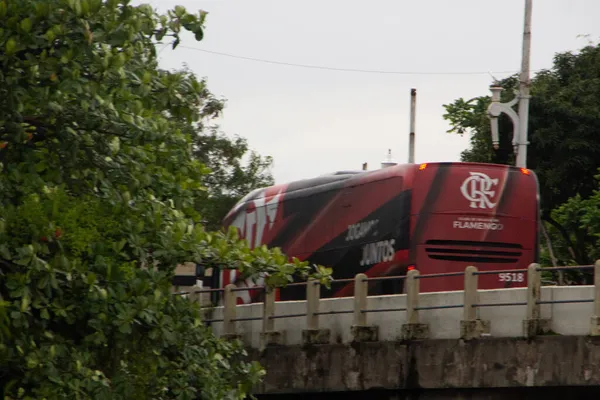 Fotboll Flamengo Fans Följer Med Lagets Resa Till Libertadores Finalen — Stockfoto